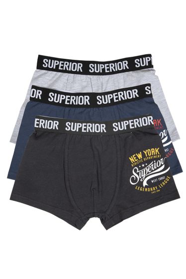 Superior boxer 3pk sort, marine og grå