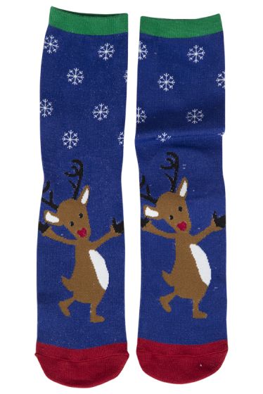 Crazy Christmas julesokker i gavepose reinsdyr blå