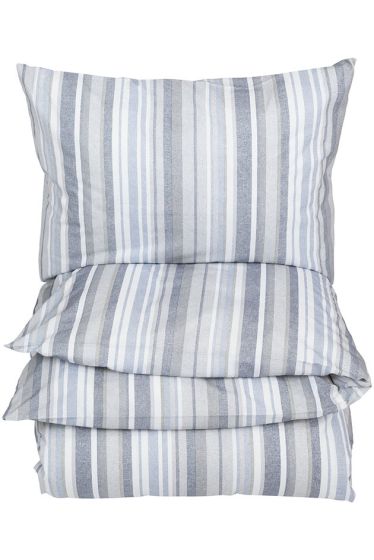 Enkel sengesett med striper blå/hvit