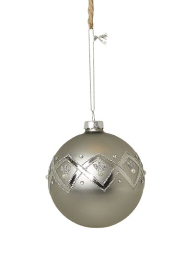 Christmas Glasskule grå-sølv