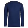 Top langermet ull/tencel Marine-grå