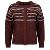 Cardigan Jaquard Rødbrun