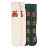 Sokk 2 pk dame Grønn-offwhite