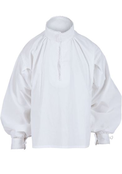 Norsk Festdrakt bomullsskjorte til festdrakt med blondekanting. hvit