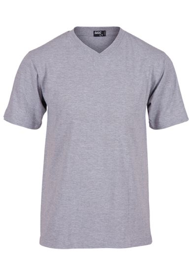 Basic David 2pk t-skjorte med v-hals gråmelert