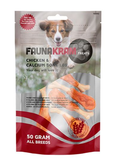 Faunakram Hundesnacks med kalsium kylling og kalsiumben