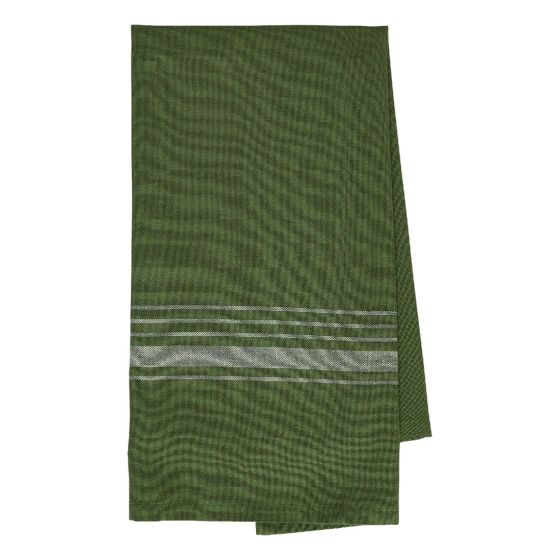 Hverdag kjøkkenhåndkle med striper resirkulert 50x70cm mellomgrøn.