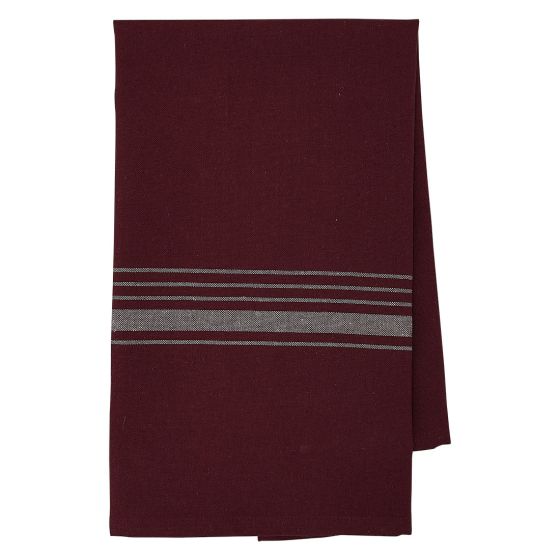Hverdag kjøkkenhåndkle med striper resirkulert 50x70cm burgunder