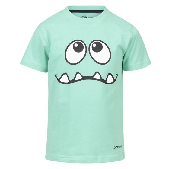 T-skjorte med artig Little Monster motiv sjøgrønn