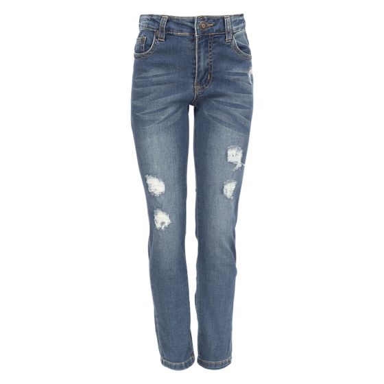Basic jeans med tøffe detaljer blå
