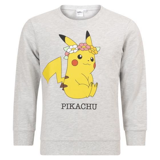 Pokemon genser med Pikachu print gråmelert.