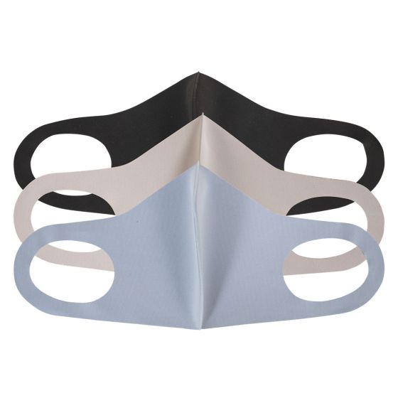 Enkel 3 pk ansiktsmaske grå, blå og sort