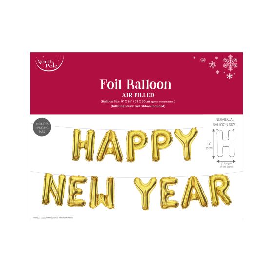 Folie ballong Happy New Year gull.