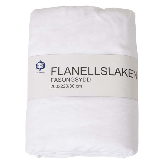 Sov Godt stretch flanellslaken i førsteklasses bomullskvalitet. hvit