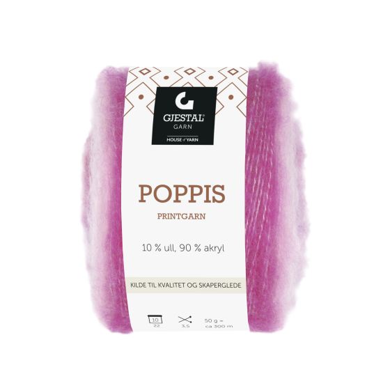 Poppis 50gr garnnøste 3110-lys rosa/pink/lavendel graded