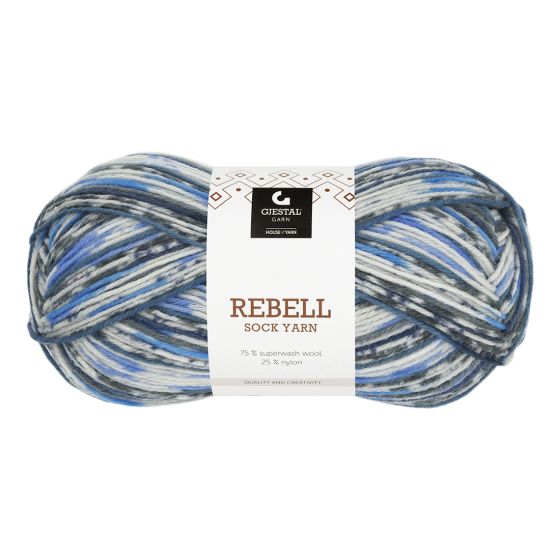 Rebell 100gr garnnøste 9401-blå print