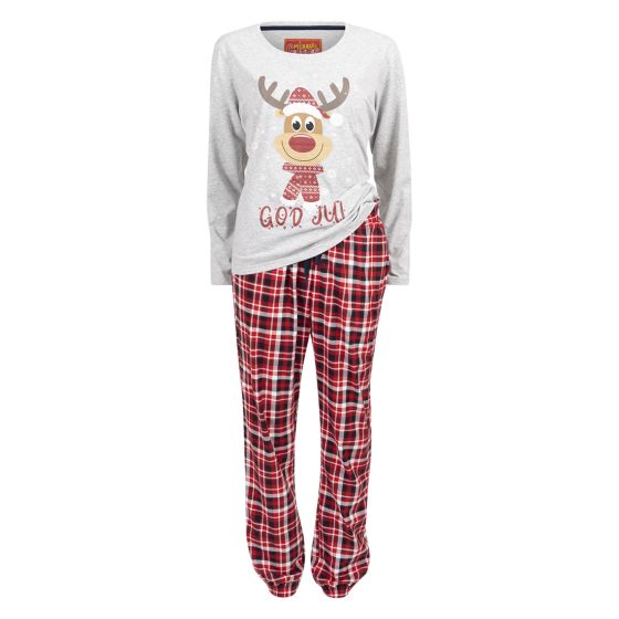 Crazy Christmas God Jul pyjamas til dame gråmelert-rød