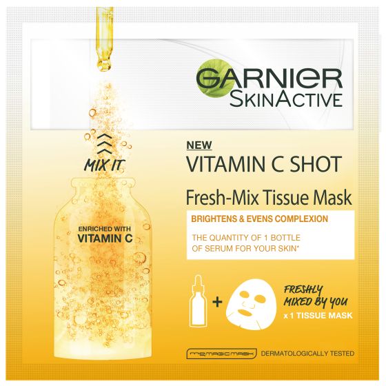 Garnier Face Fresh-Mix Tissue Mask Vitamin C Shot vitami vitamin c shot
