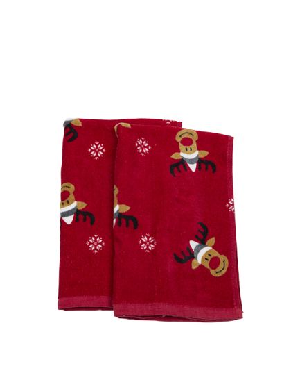 Juleglede Rudolf håndkle 41x63cm 2pk rød