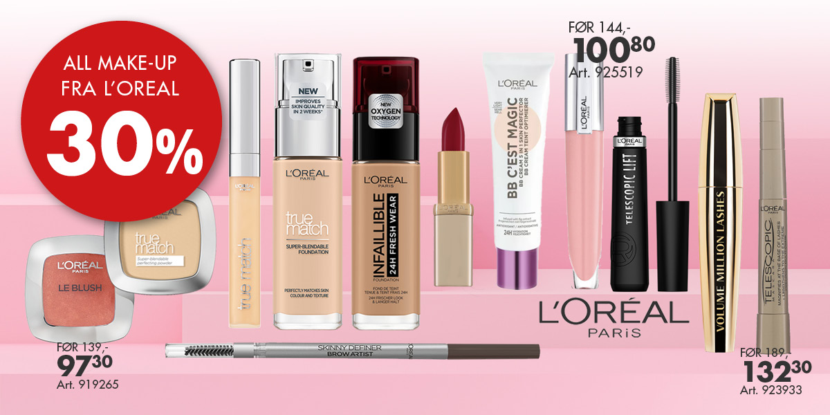 All L'Oreal makeup -30%