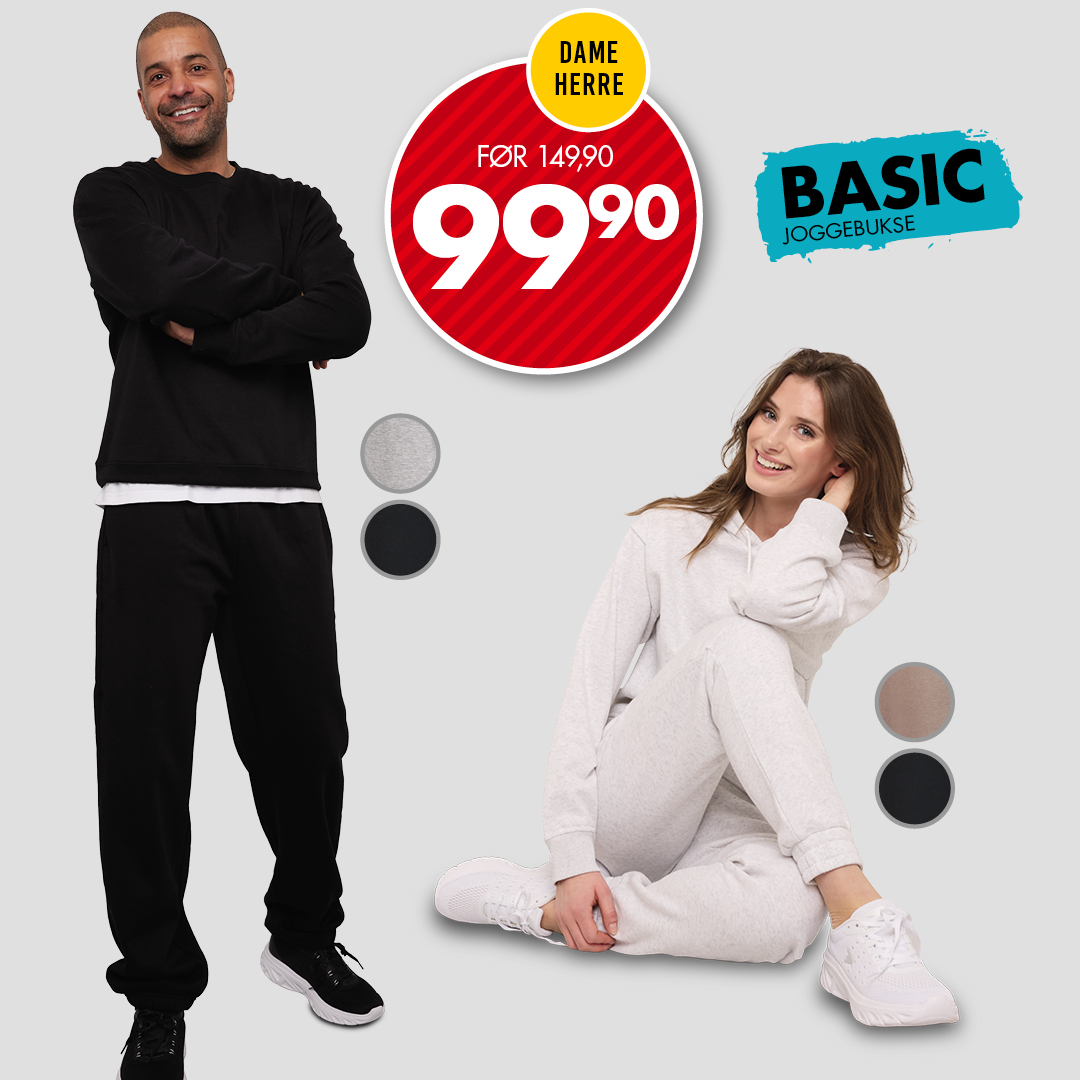 Joggebukser til voksen kr 99,90 