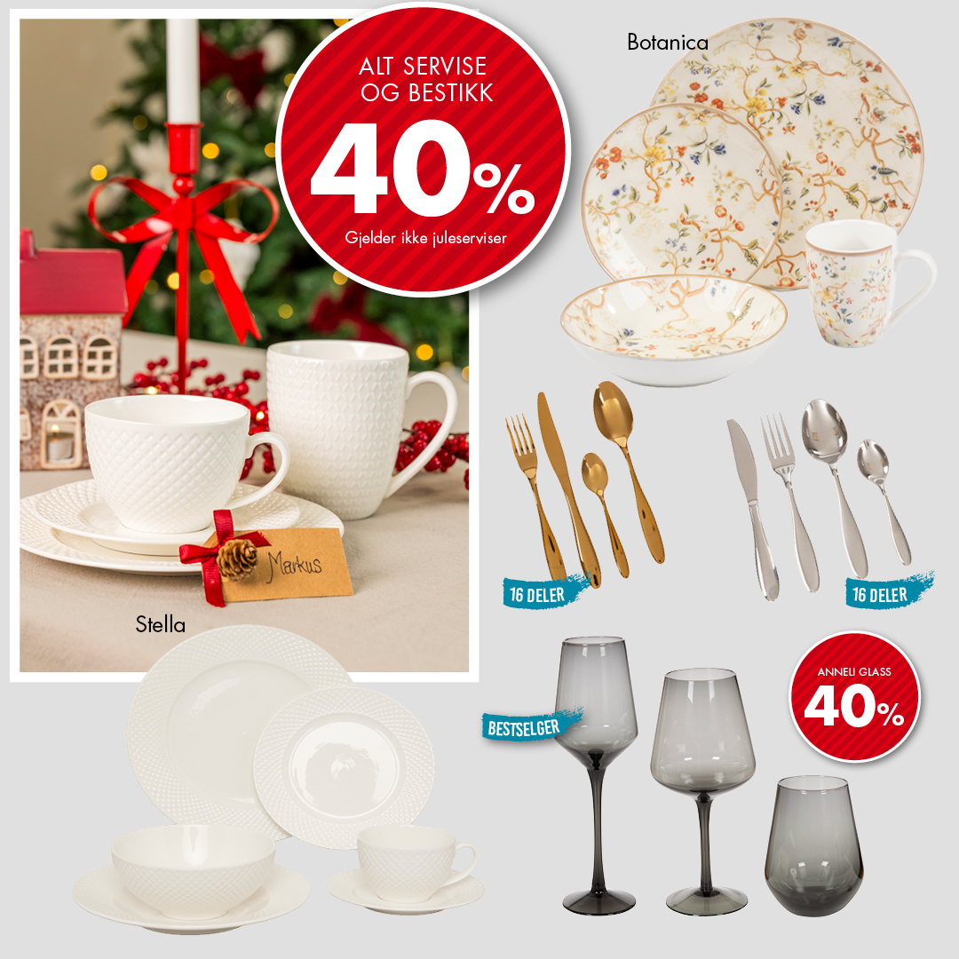 Alle serviser og bestikk -40%